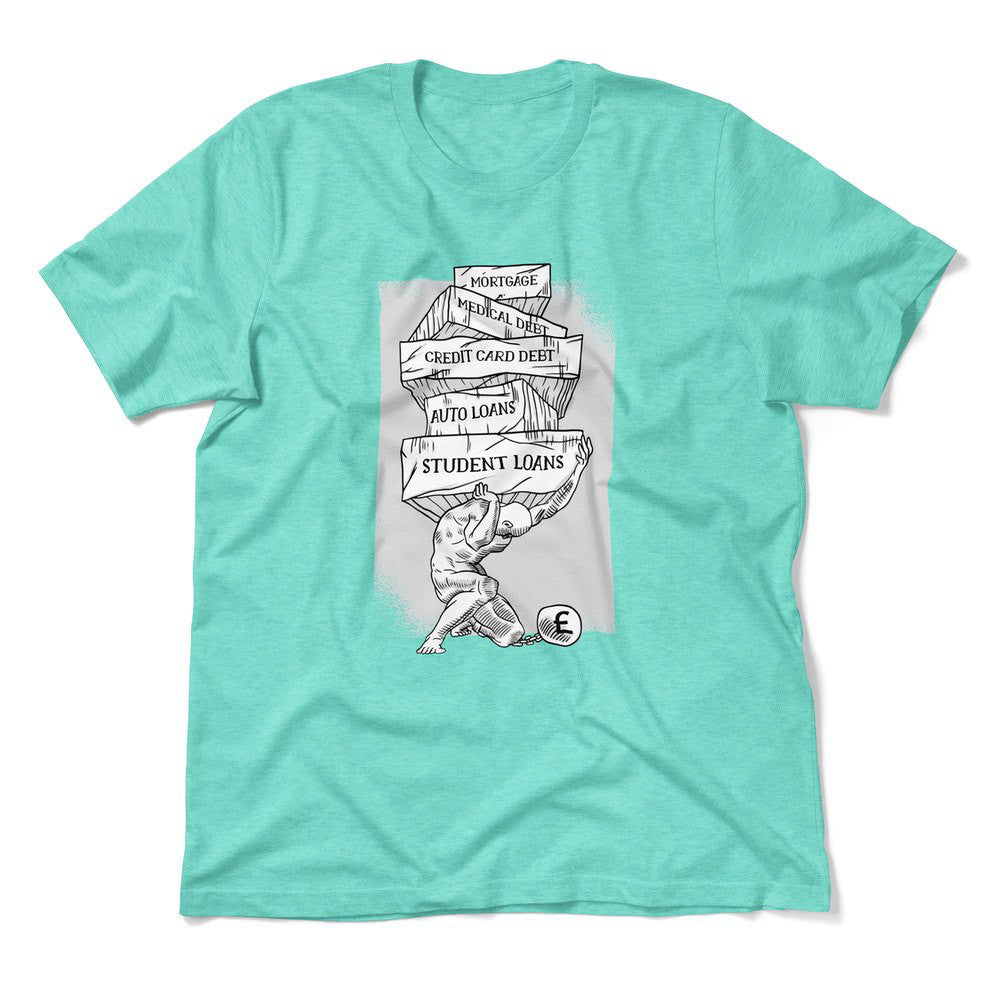 Debt Atlas Men/Unisex T-Shirt in Heather Sea Green color