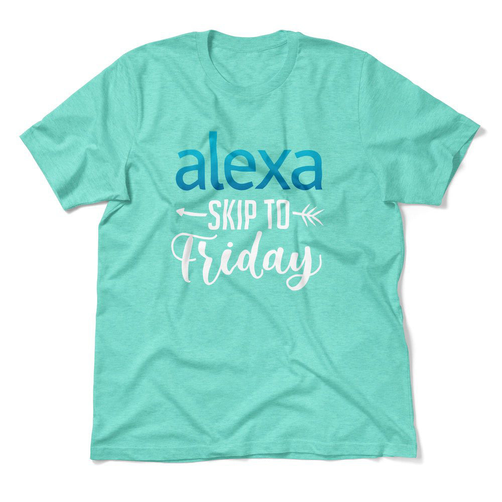Alexa, Skip To Friday Men/Unisex T-Shirt in Heather Sea Green color