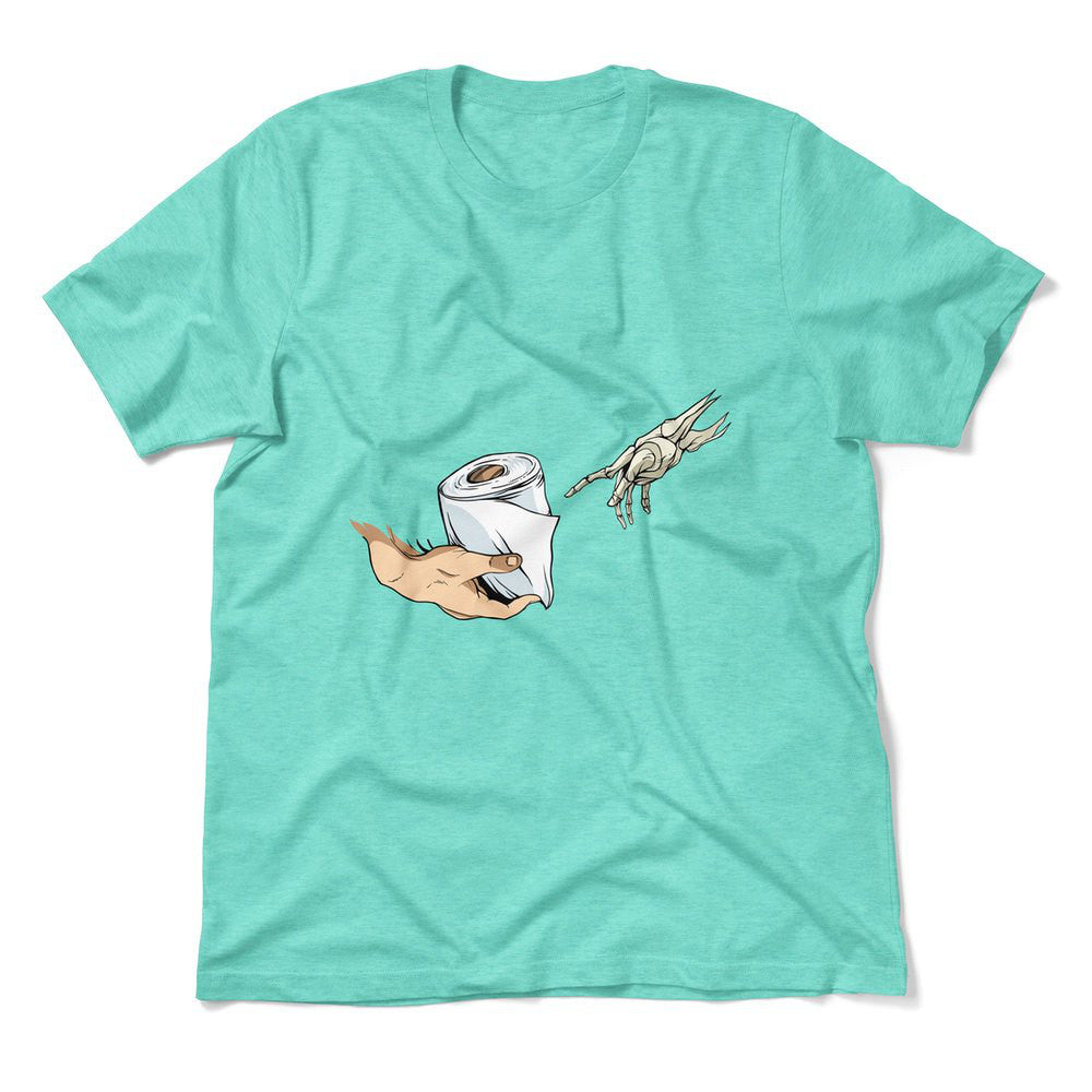 Creation Of Adam - Toilet Paper Men/Unisex T-Shirt in Heather Sea Green color