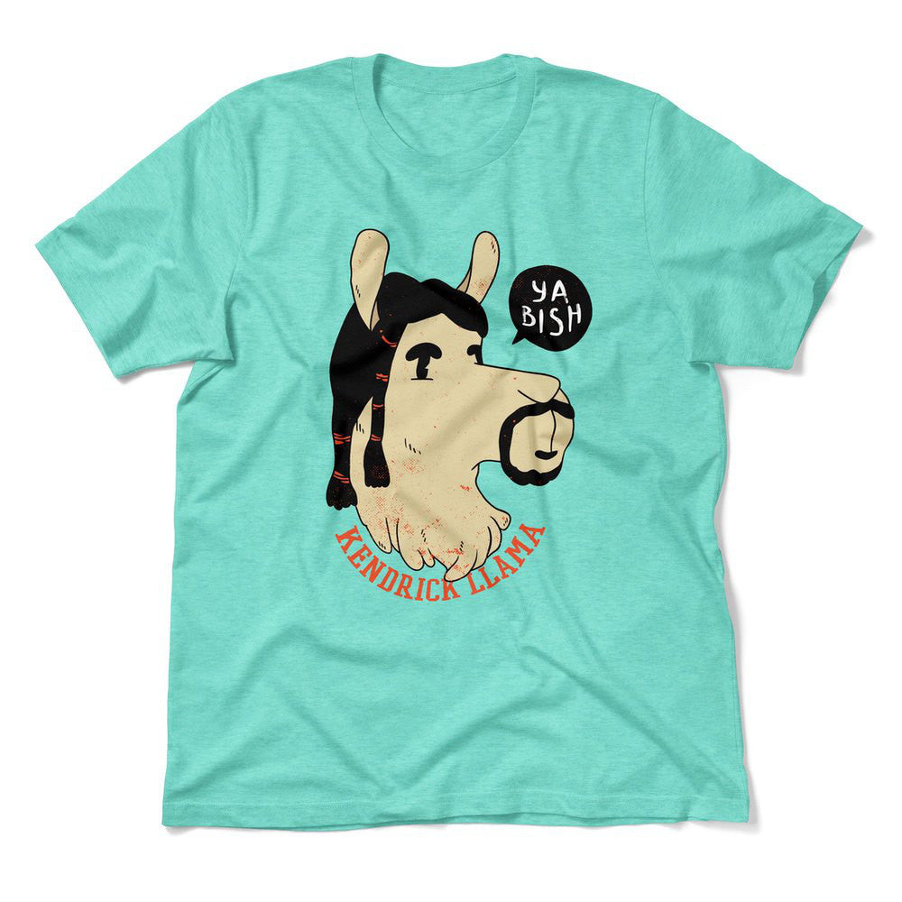 Kendrick Llama Men/Unisex T-Shirt in Heather Sea Green color