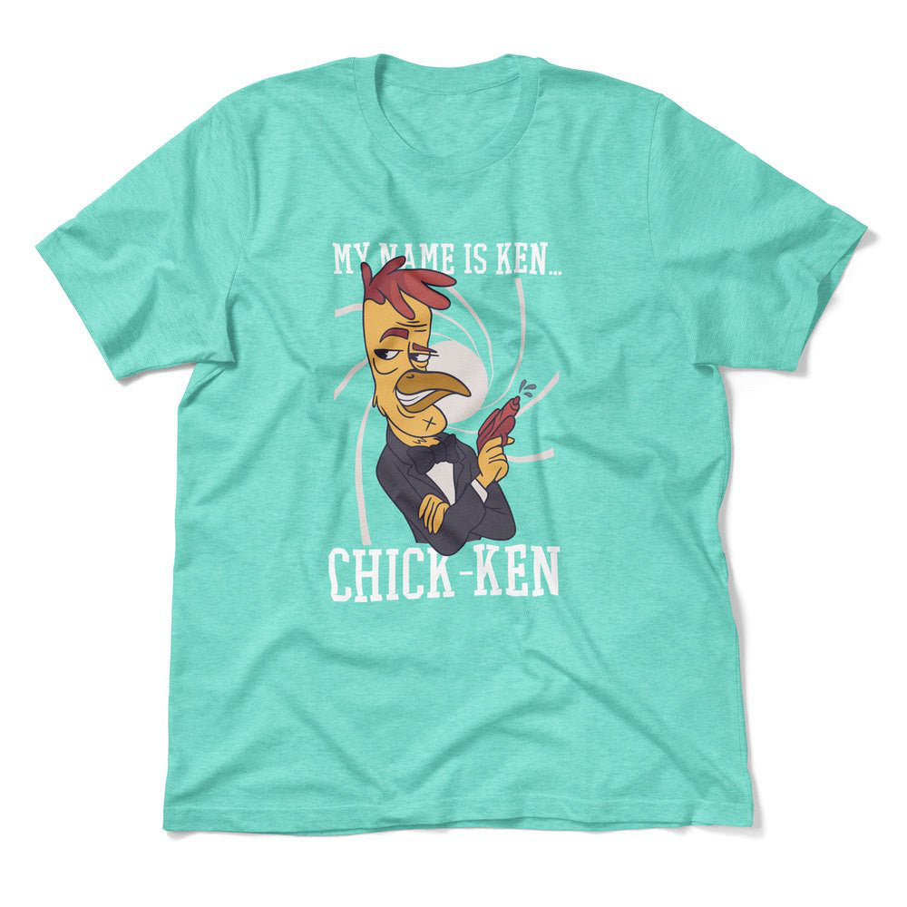 Chicken Spy Men/Unisex T-Shirt in Heather Sea Green color