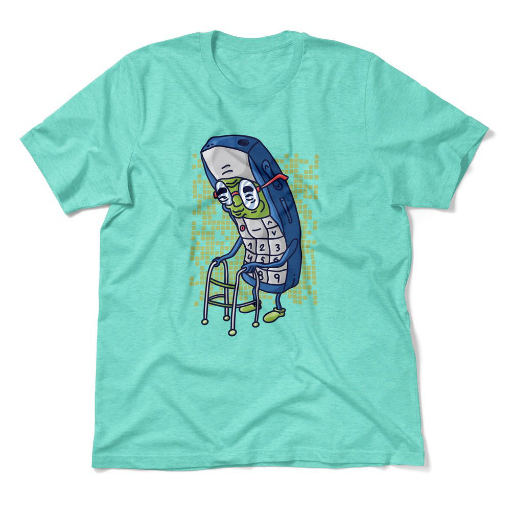 Old Nokia Cellphone Men/Unisex T-Shirt in Heather Sea Green color