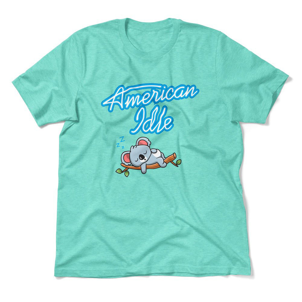 American Idle Men/Unisex T-Shirt in Heather Sea Green color