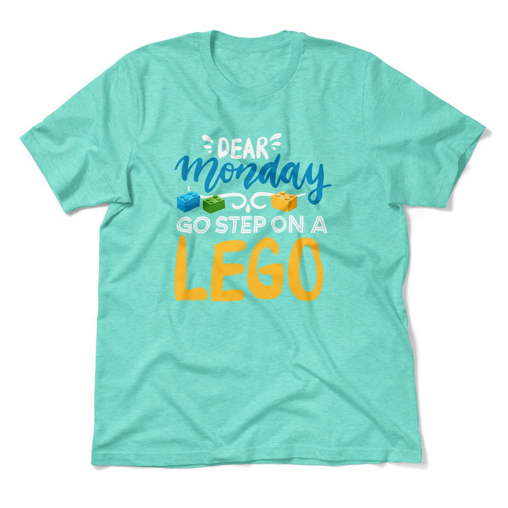Dear Monday, Go Step On A Lego Men/Unisex T-Shirt in Heather Sea Green color