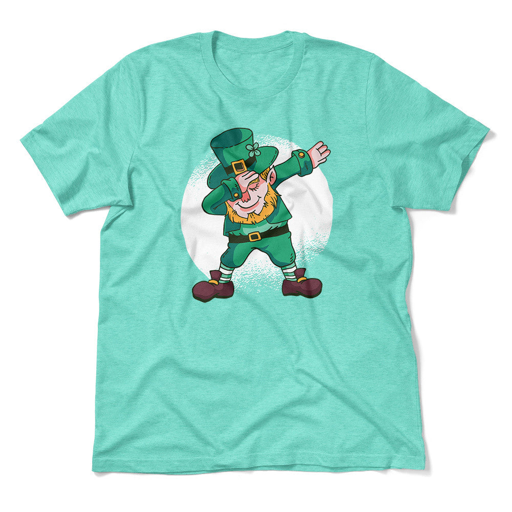 Leprechaun Dabbing Men/Unisex T-Shirt in Heather Sea Green color