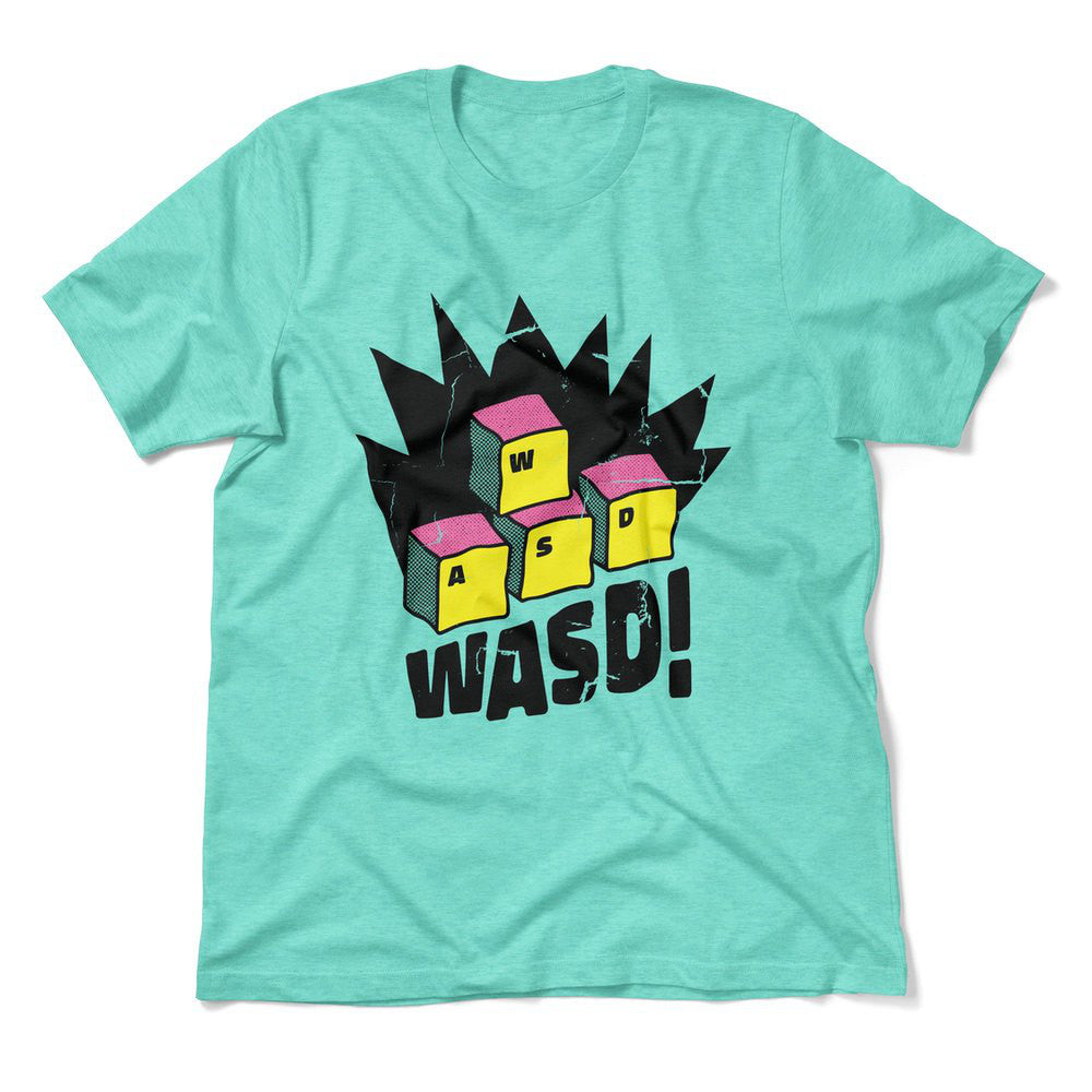 WASD Keyboard For Gamers Men/Unisex T-Shirt in Heather Sea Green color