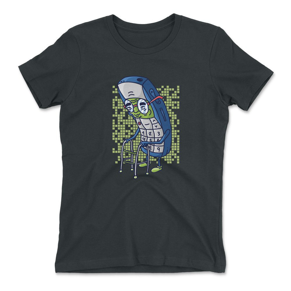 Old Nokia Cellphone Womens T-Shirt in Heavy Metal color