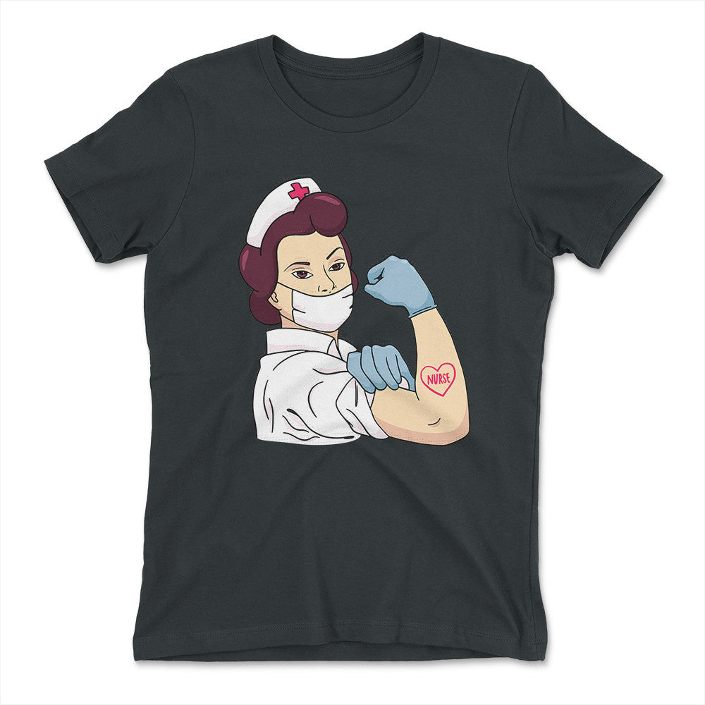 Strong Nurse Womens T-Shirt in Heavy Metal color