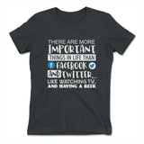 More Important Things In Life Than Fb And Twitter Womens T-Shirt in Heavy Metal color