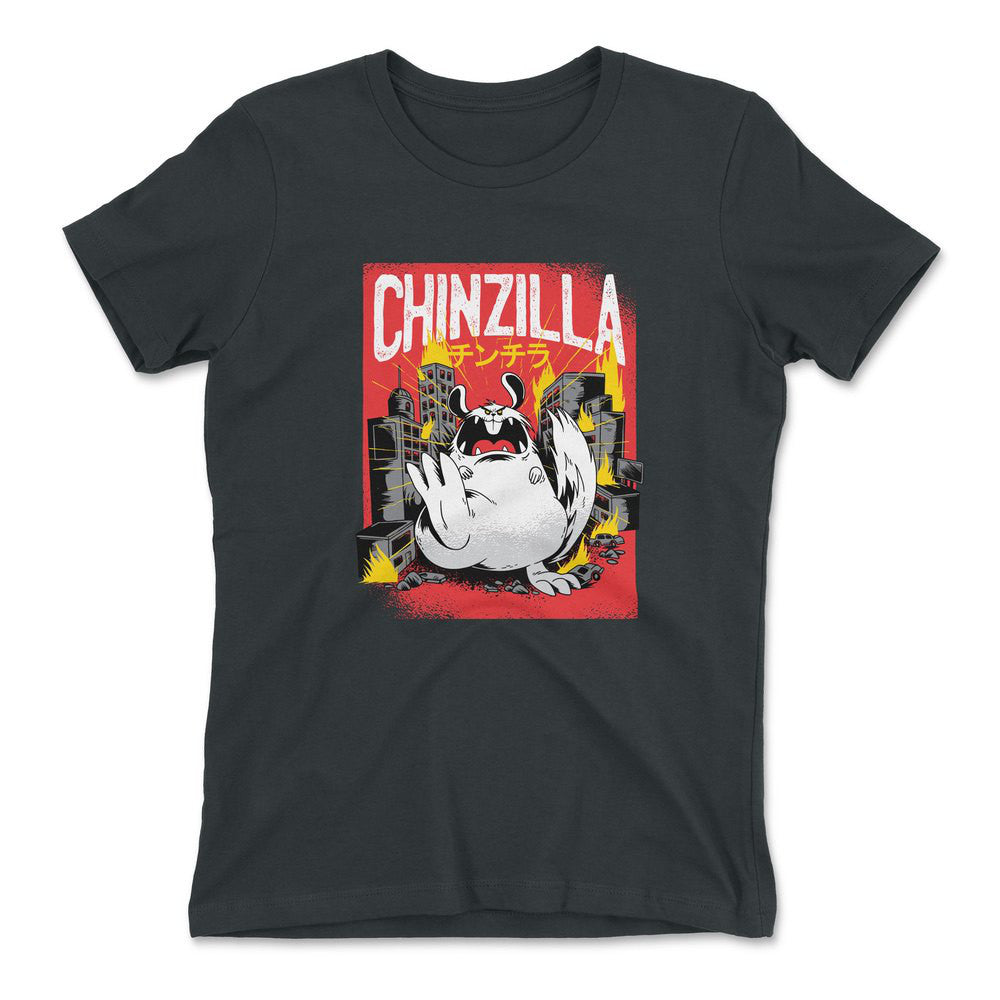 Chinzilla Monster Womens T-Shirt in Heavy Metal color