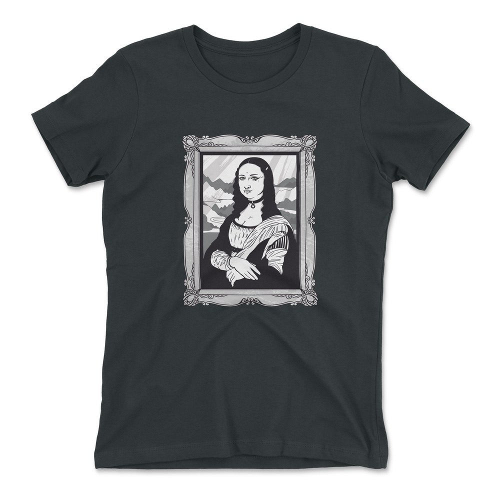 Gothic Monalisa Womens T-Shirt in Heavy Metal color