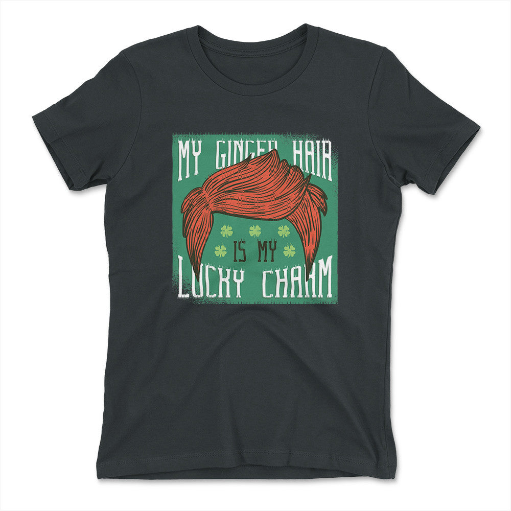 My Ginger Hair Is My Lucky Charm Womens T-Shirt in Heavy Metal color