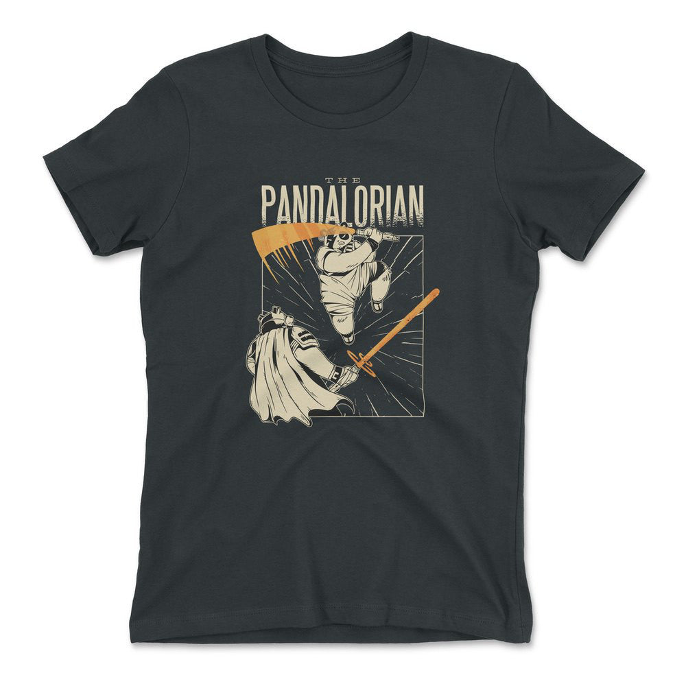 The Pandalorian Womens T-Shirt in Heavy Metal color