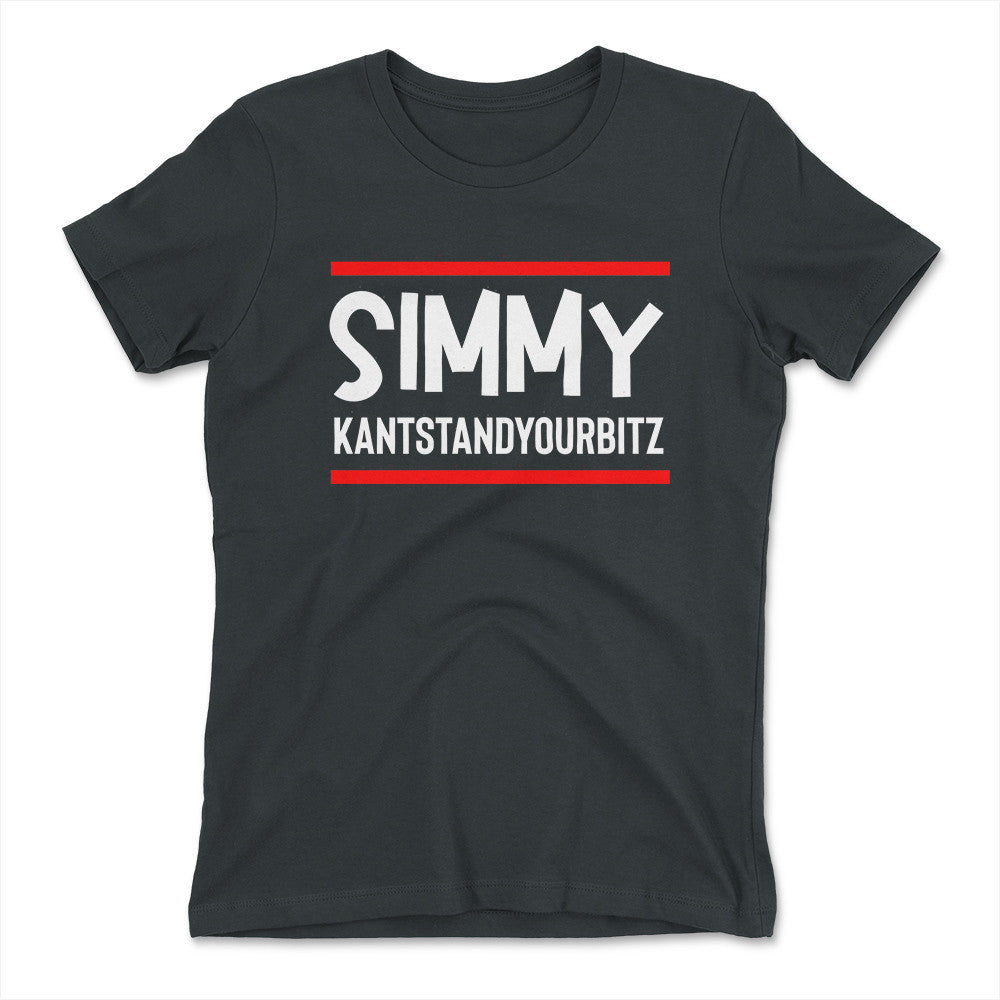 Simmy Kantstandyourbitz Womens T-Shirt in Heavy Metal color