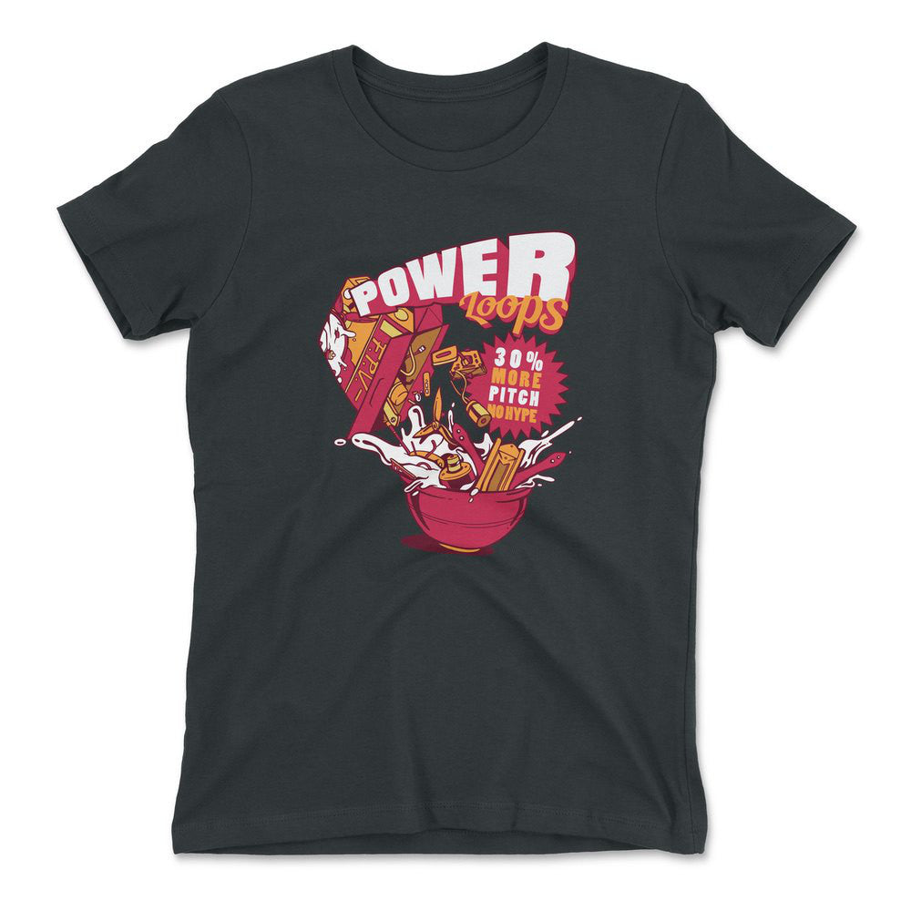 Power Loops Womens T-Shirt in Heavy Metal color