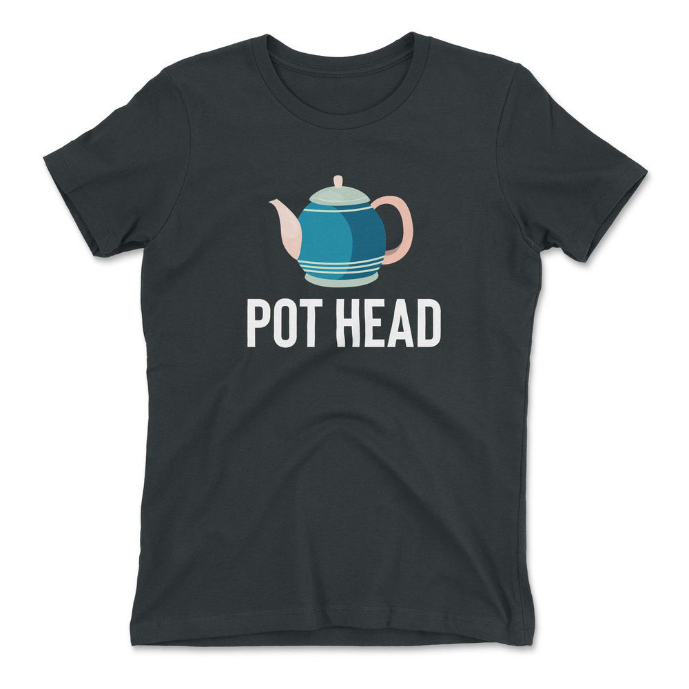 Pot Head Womens T-Shirt in Heavy Metal color