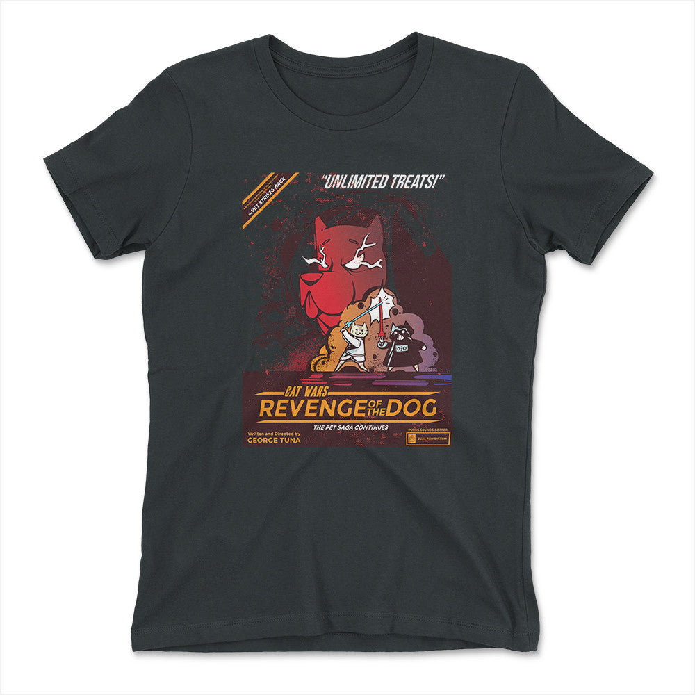Cat Wars - Revenge Of The Dog Womens T-Shirt in Heavy Metal color
