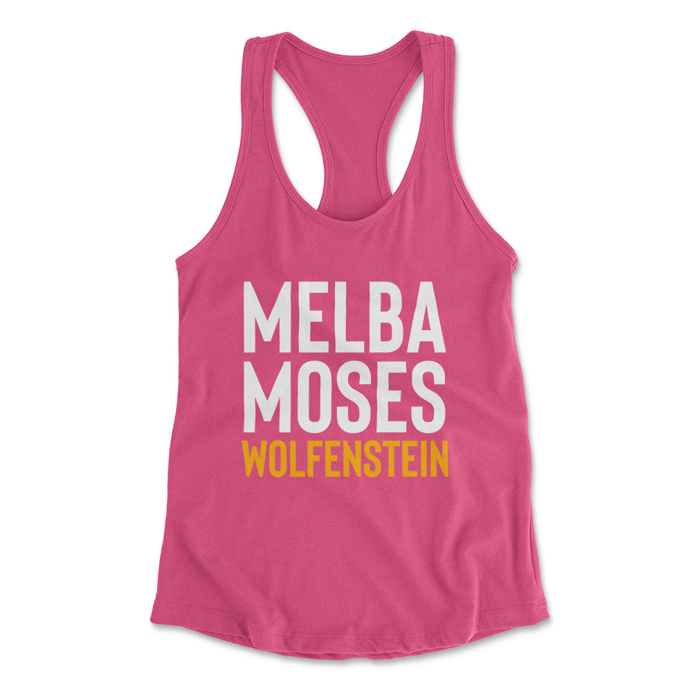 Melba Moses Wolfenstein Womens Racerback Tank in Hot Pink color