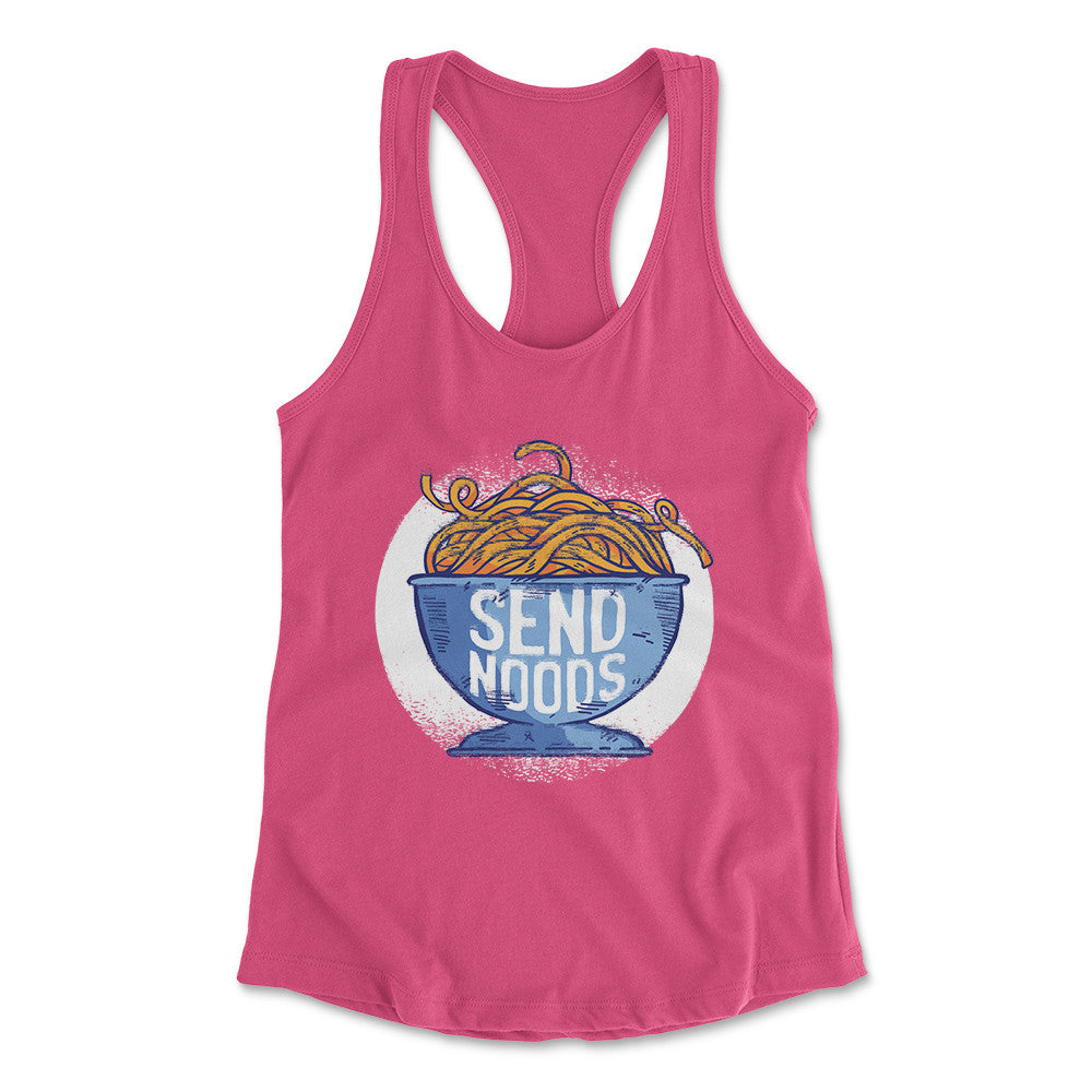Send Noods Womens Racerback Tank in Hot Pink color