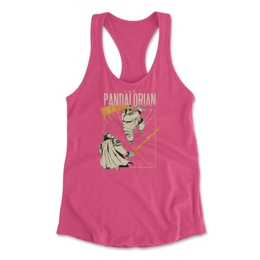 The Pandalorian Womens Racerback Tank in Hot Pink color