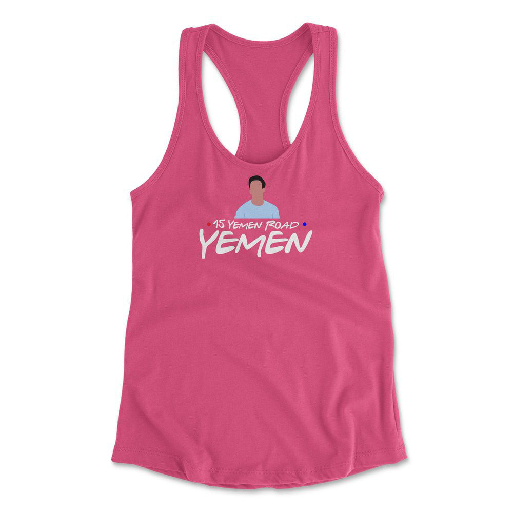 15, Yemen Road, Yemen Womens Racerback Tank in Hot Pink color