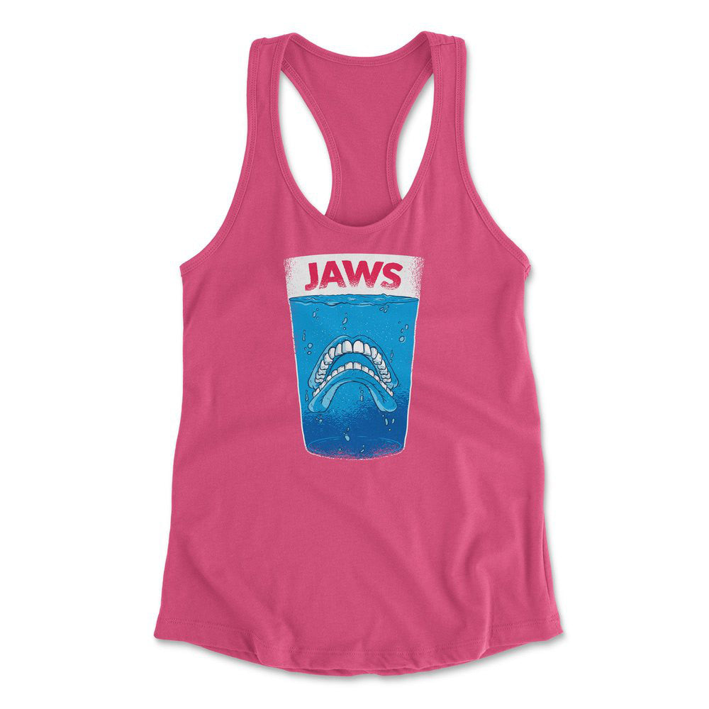 Jaws Teeth Womens Racerback Tank in Hot Pink color