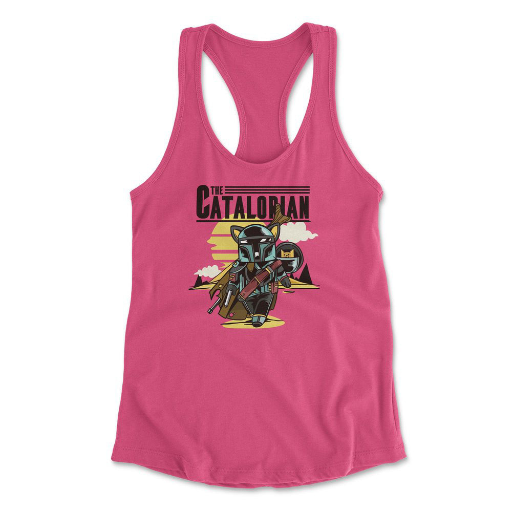 The Catalorian Womens Racerback Tank in Hot Pink color