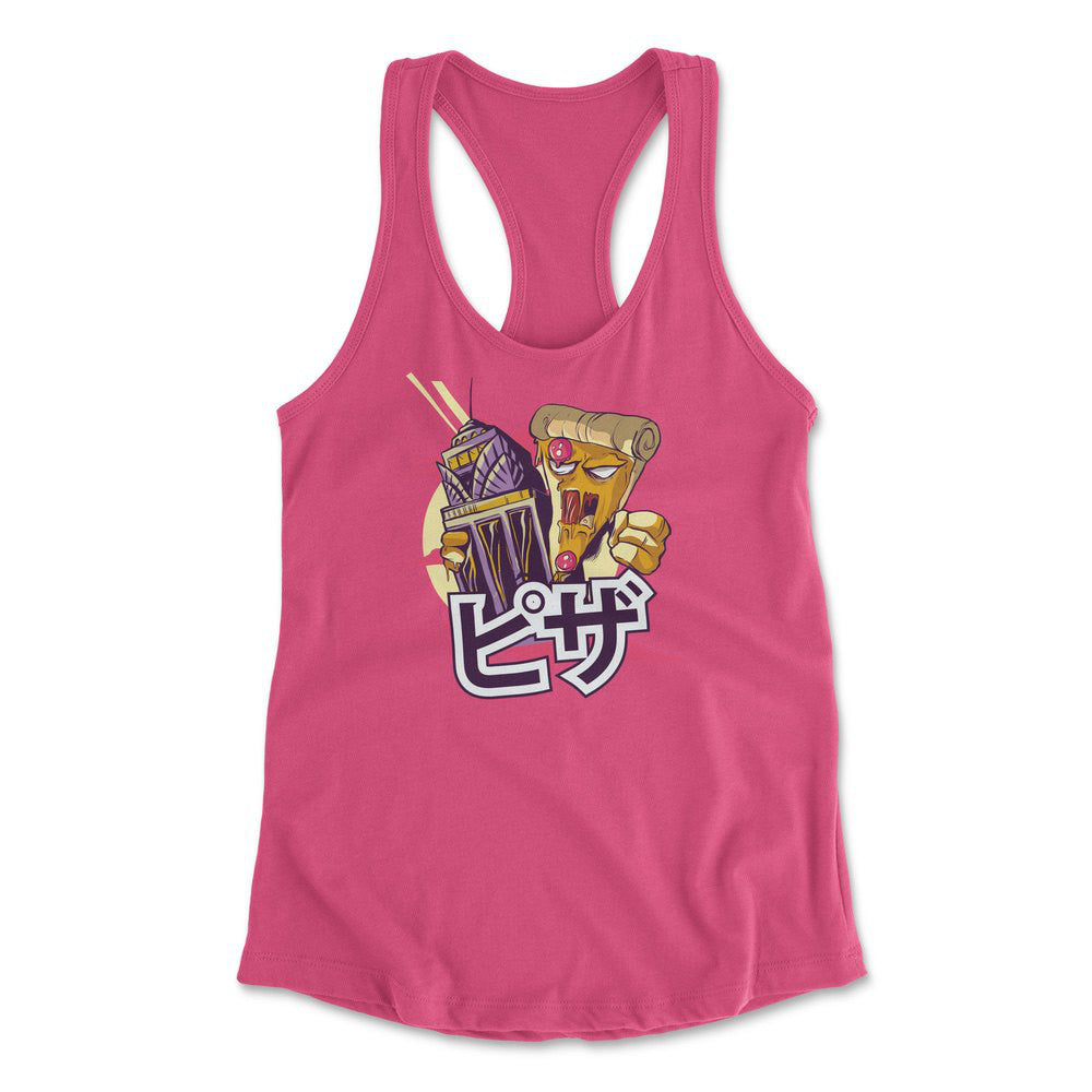Pizza Kong Womens Racerback Tank in Hot Pink color