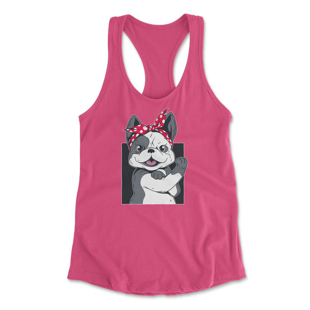 French Bulldog Womens Racerback Tank in Hot Pink color