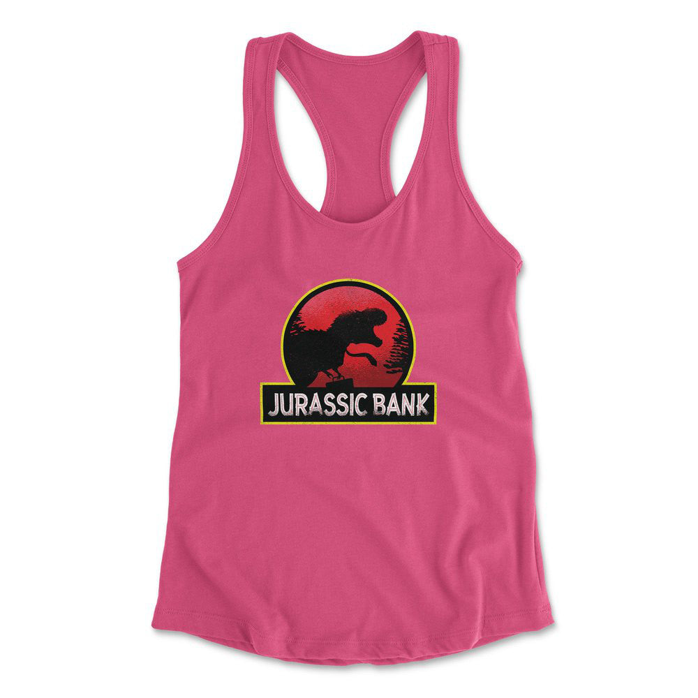 Jurassic Bank Womens Racerback Tank in Hot Pink color