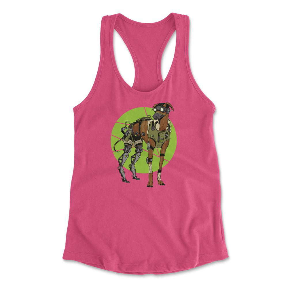 Cyber Greyhound Dog Womens Racerback Tank in Hot Pink color