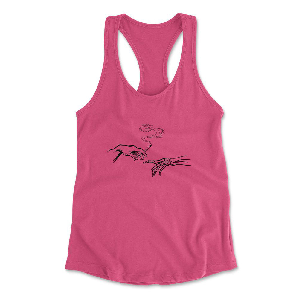 Creation Of Adam - Smoking Womens Racerback Tank in Hot Pink color