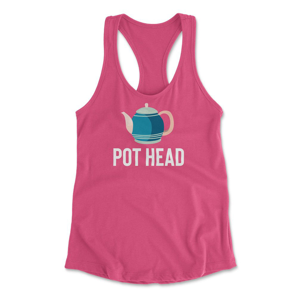 Pot Head Womens Racerback Tank in Hot Pink color
