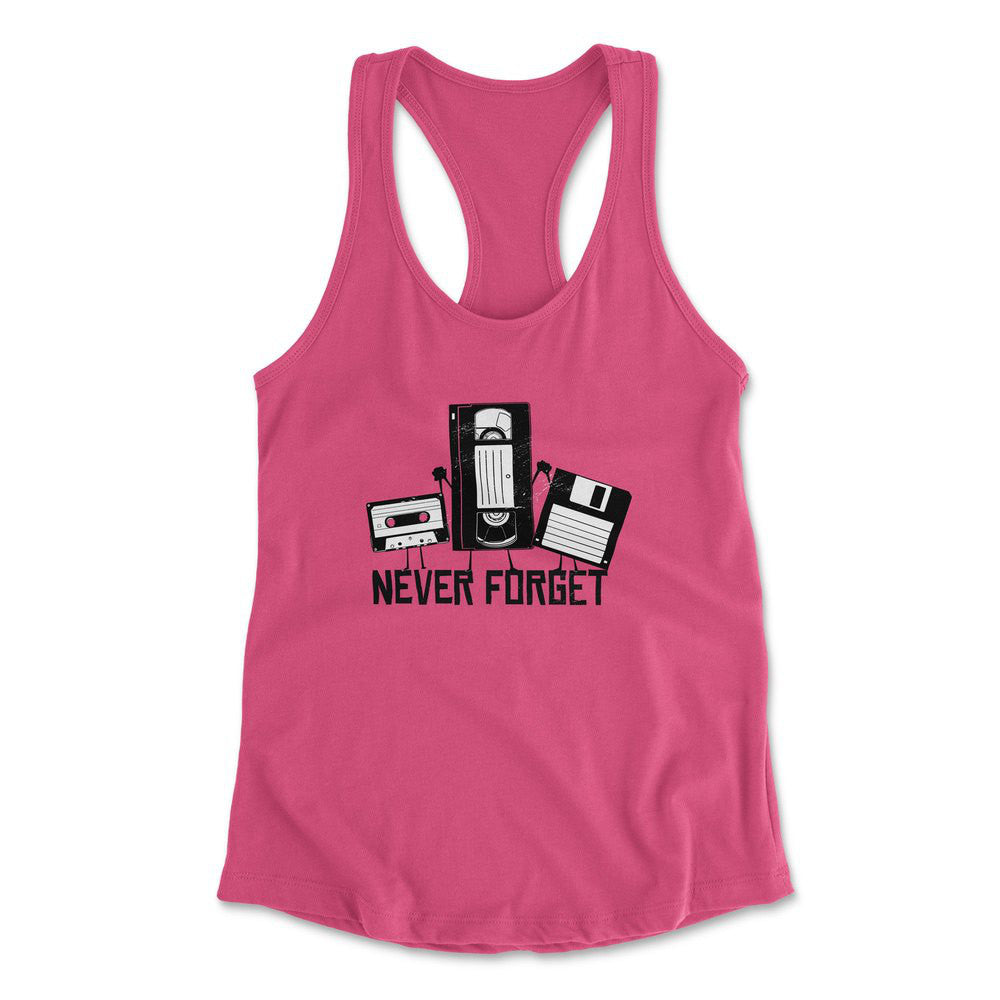 Never Forget The Old Stuff Womens Racerback Tank in Hot Pink color