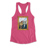 American Gothic Cats Womens Racerback Tank in Hot Pink color