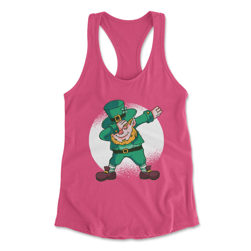 Leprechaun Dabbing Womens Racerback Tank in Hot Pink color