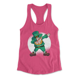 Leprechaun Dabbing Womens Racerback Tank in Hot Pink color