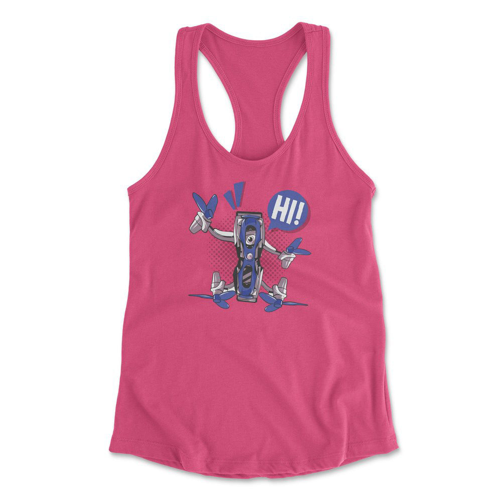 Quadcopter Robot Womens Racerback Tank in Hot Pink color