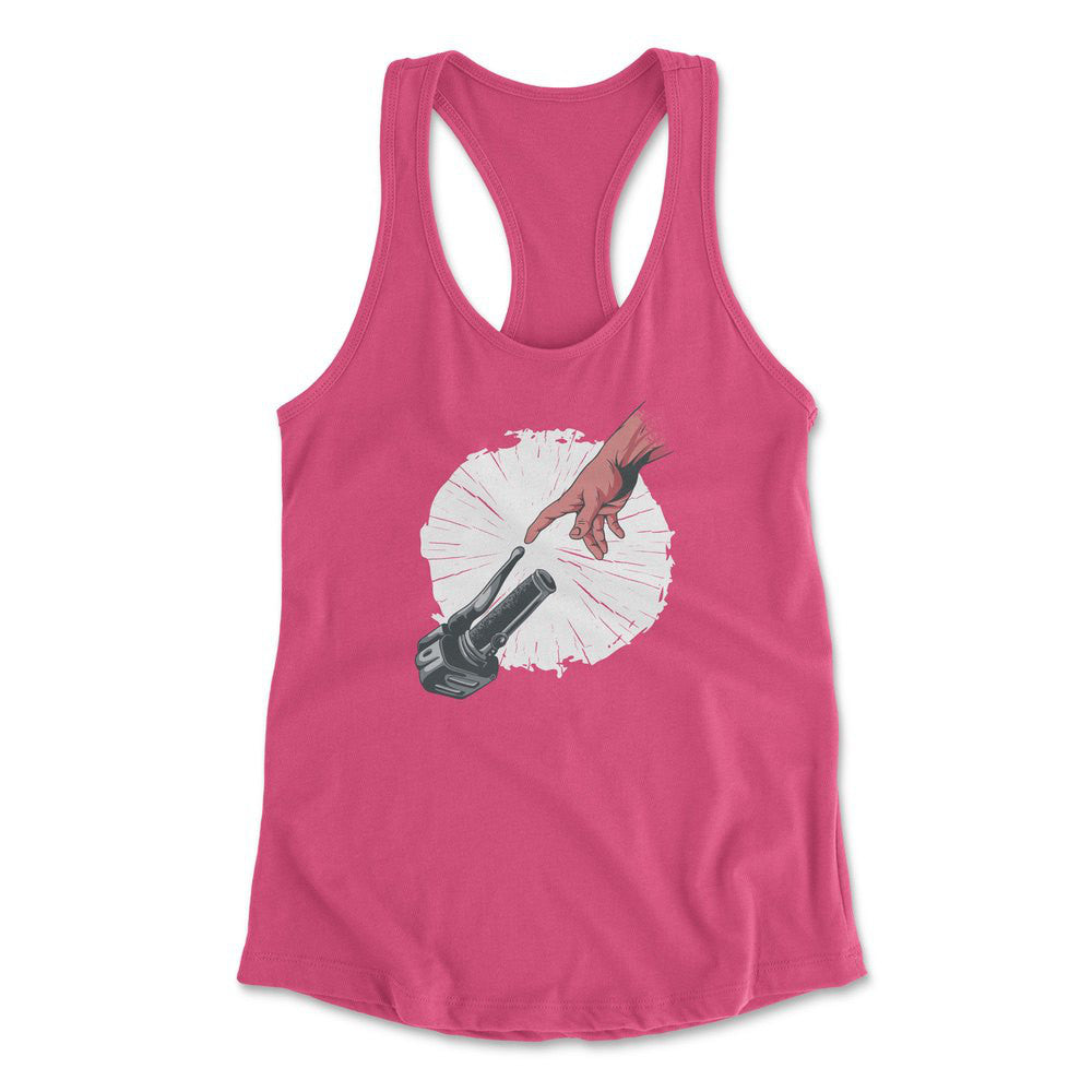 Creation Of Adam - Motorcycle Womens Racerback Tank in Hot Pink color