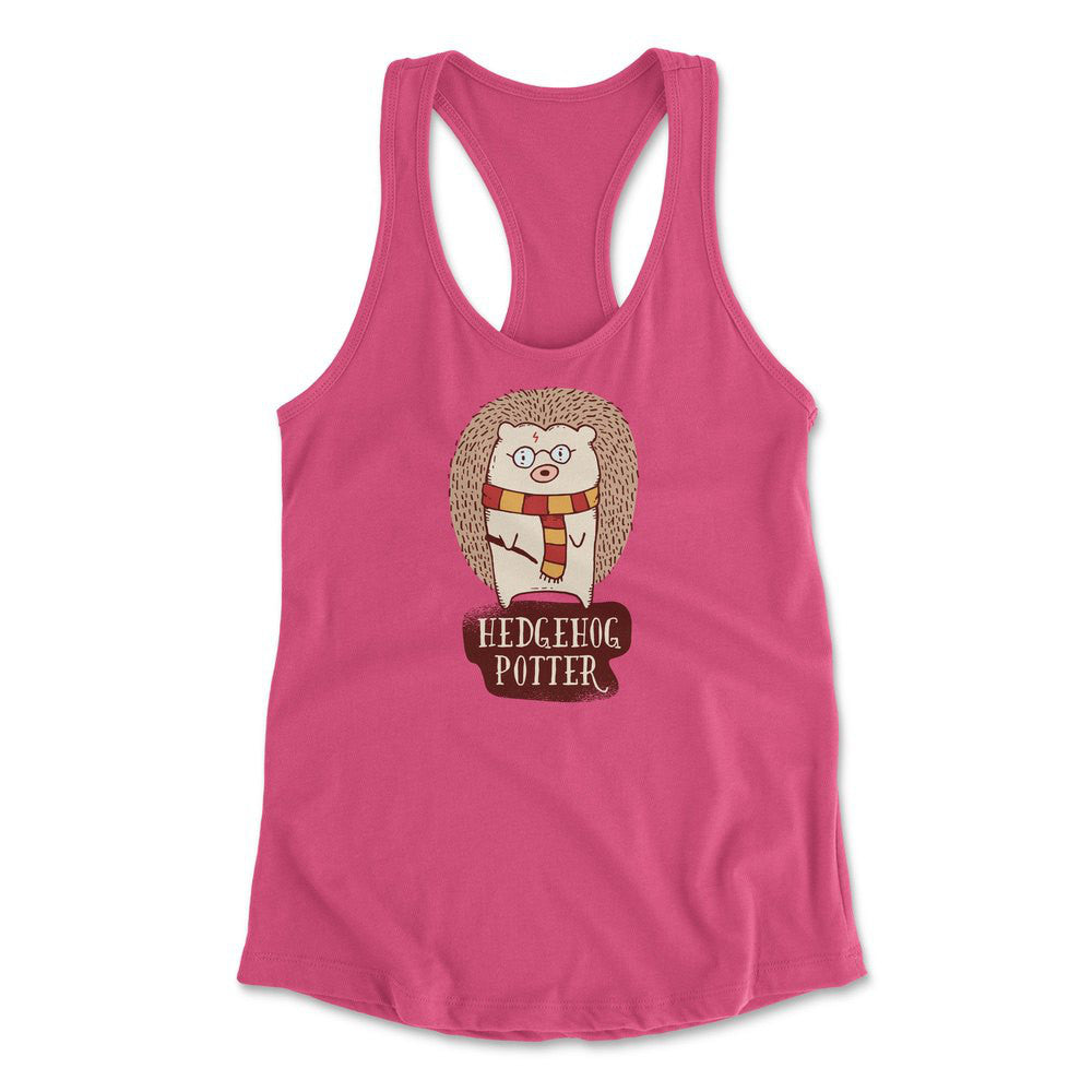 Hedge Hog Potter Womens Racerback Tank in Hot Pink color