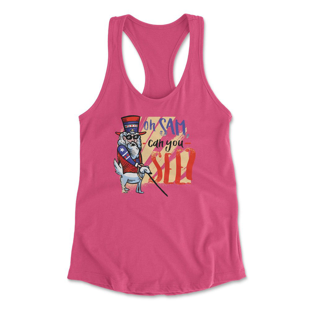 Oh Sam Can You See Womens Racerback Tank in Hot Pink color