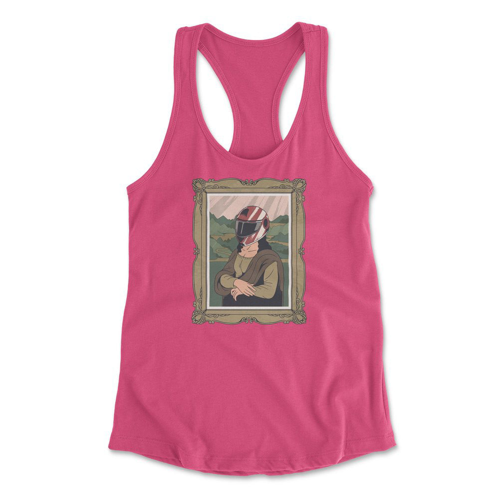 Monalisa Helmet Womens Racerback Tank in Hot Pink color