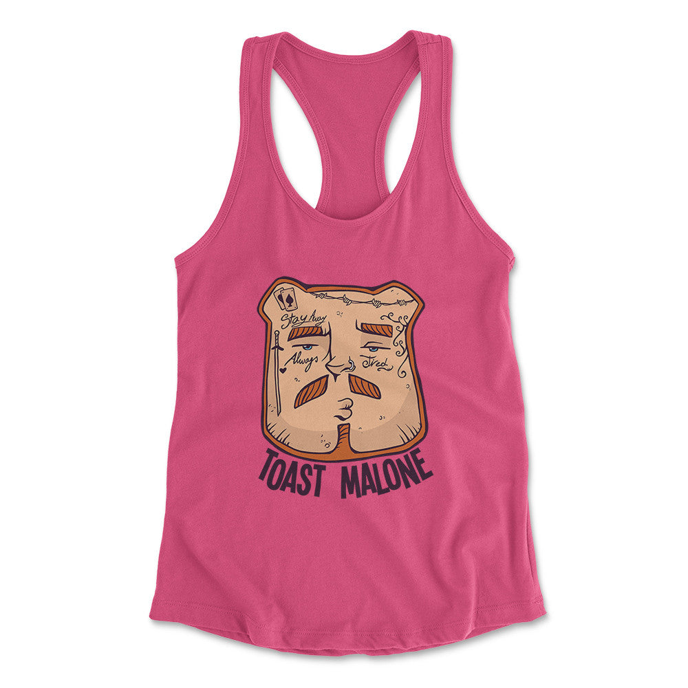 Toast Malone Womens Racerback Tank in Hot Pink color