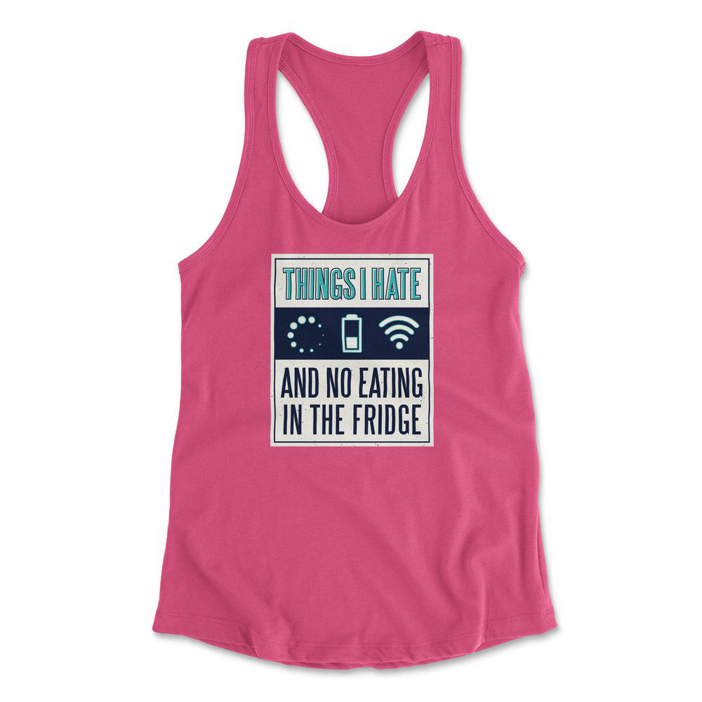 Things I Hate Womens Racerback Tank in Hot Pink color