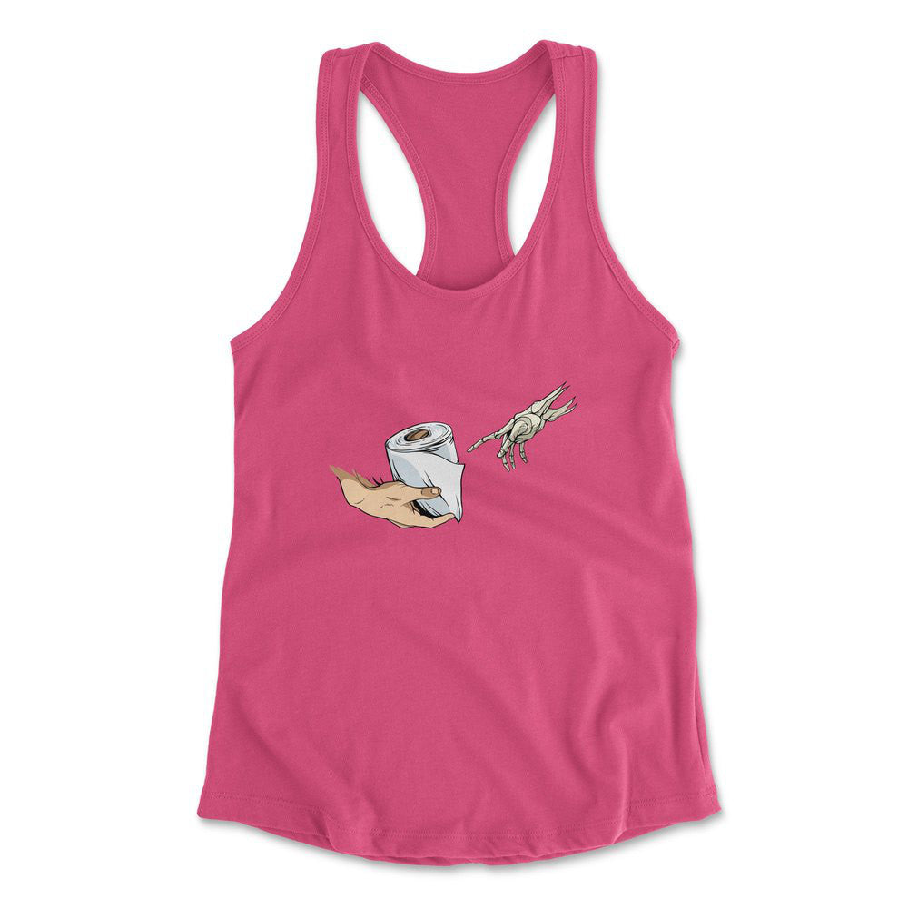 Creation Of Adam - Toilet Paper Womens Racerback Tank in Hot Pink color