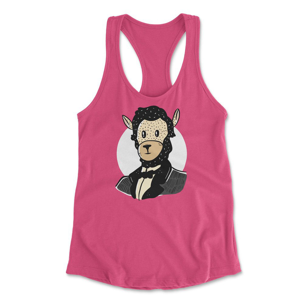 Lincoln Llama Womens Racerback Tank in Hot Pink color