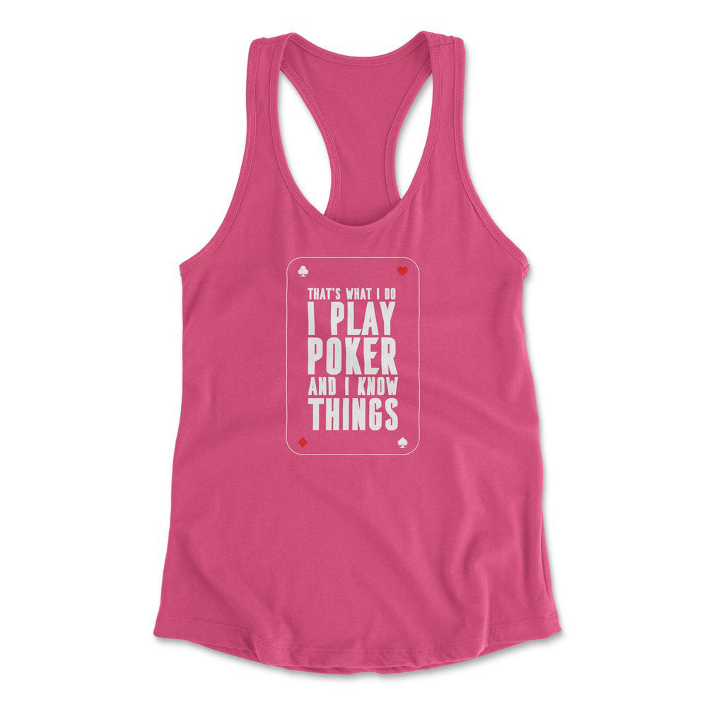Play Poker Womens Racerback Tank in Hot Pink color