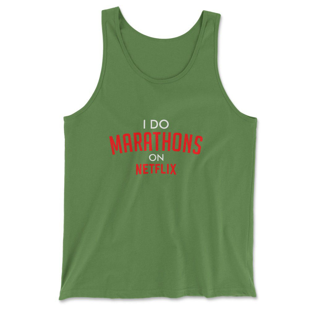 I Do Marathons On Netflix Men/Unisex Tank in Leaf color