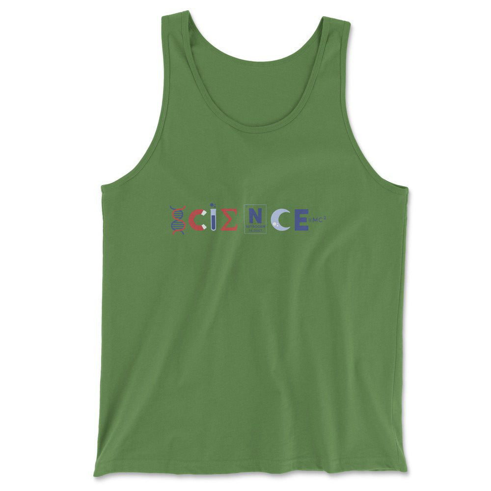 Science Lettering Men/Unisex Tank in Leaf color