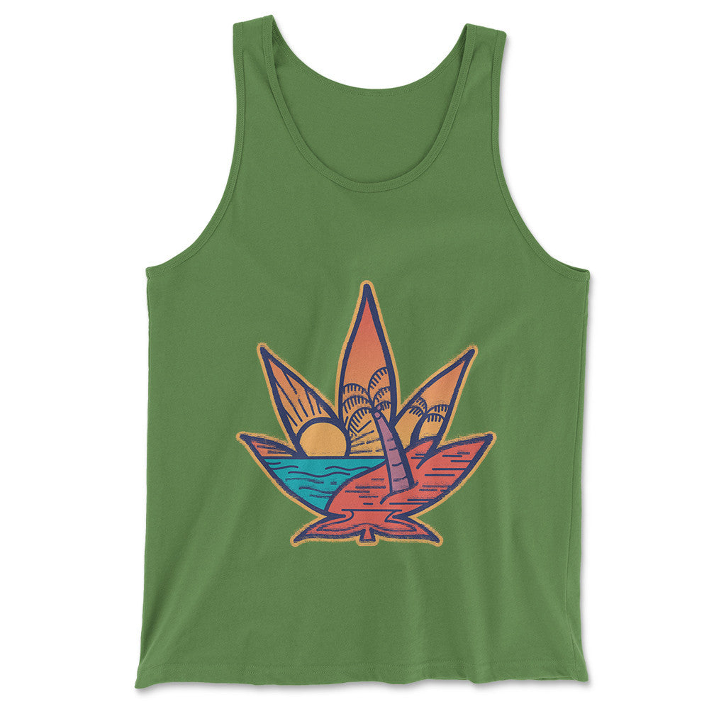 Cannabis Leaf Beach Men/Unisex Tank in Leaf color